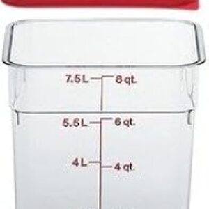 Cambro Camwear Polycarbonate Square Food Storage Container, 8 Quart With Lid