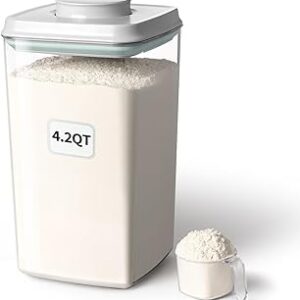 Ankou Airtight Pop Food Storage Container with Lid & 130ml Scoop, 4L/4.2qt BPA-Free Cereal, Rice, Flour, Pasta & Snack Container, Stackable & Durable,Kitchen Pantry Organizer