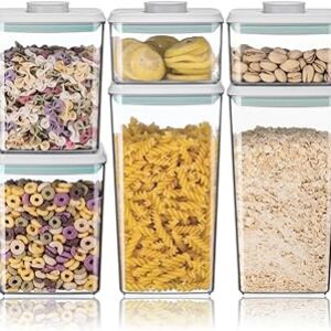 Ankou Airtight Food Storage Container Sets with Lids 6Pcs Pop Containers for Kitchen Pantry Organization BPA-Free Stackable Kitchen Storage Containers for Cereal Flour Sugar (0.5, 1.2, 1.8qt)*2