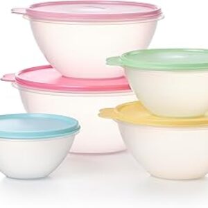 Tupperware Heritage Wonderlier 10 Piece Food Storage Bowl Set in Vintage Colors, Dishwasher Safe and BPA Free (5 Containers, 5 Lids)