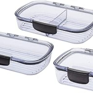 Progressive Prokeeper + Deli Storage Set: Air-Tight Silicone Sealed Containers w Grooved Bottom, Dry Erase Lid, BPA-Free, Stackable, Keeps Meats & Cheeses Fresh Longer, 3-Piece Set (1.65L, .69L, 1.6L)