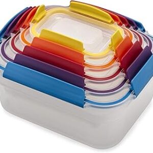 Joseph Joseph Nest Lock Plastic BPA Free Food Storage Container Set with Lockable Airtight Leakproof Lids, 10-Piece, Multi-Color