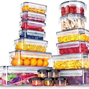 KAGUYA 36 PCS Food Storage Containers with Lids, Plastic Food Containers for Pantry Organizers and Storage, 1.4 Oz – 85 Oz, 100% BPA Free, Leak-Proof, Microwave and Freezer Safe