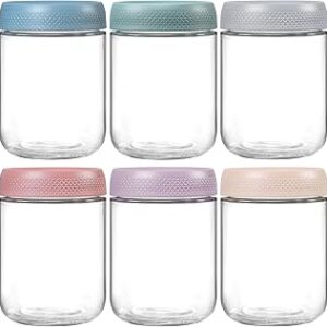 NETANY 6-pack 16 oz Overnight Oats Containers with Lids, Glass jars with Airtight Lids, Wide mouth Mason Salad jars, Glass Food Storage Containers for Snacks Yogurt Spice Sugar