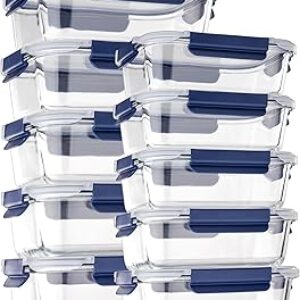 Glass Food Storage Containers with Lids Airtight, 10 Pack Meal Prep Containers, Bpa-free Lid Glass Lunch Box