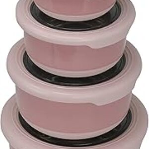MIRA Stainless Steel Food Storage Set – 4 Anti-Slip Containers for Meal Prep – Multi-Size Pack (1, 2, 3, 5 Cups), Dusty Pink