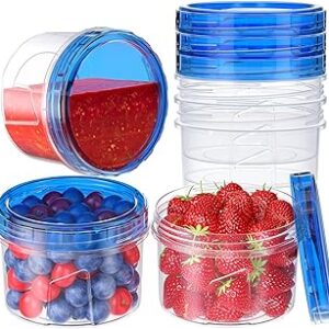 6 Pack-16 OZ Freezer Storage Containers, Small Plastic Containers with Twist Top Lids, Round Food Storage Containers, Reusable Soup Container Microwave/Dishwasher Safe