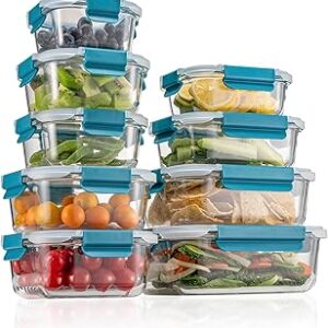 GC GENICOOK Glass Food Storage Containers with Airtight Lids-Glass Meal Prep Containers/Bento Box/Microwave Freezer Dishwasher Safe-Glass Lunch Box for Kitchen,Stackable,Large Capacity, BPA Free