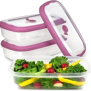 Tribello Plastic Food Storage Containers With Lids – 53 Oz Airtight Container Box For Food Storage, Meal Prep, Freezer, Microwave And Dishwasher Safe, Steam Vent Lids, BPA-Free – 3 Pack