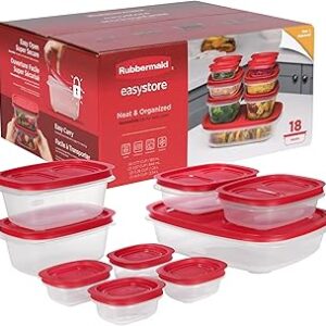 Rubbermaid EasyStore Large Containers, 18-Piece Set, Food Storage Containers, Food Storage Containers with Lids