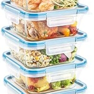 Snapware Total Solutions (5-Pack, 4 Cup) Glass Food Storage Containers Set, Airtight & Leakproof Locking BPA-Free Lids, Freezer Dishwasher Microwave Safe