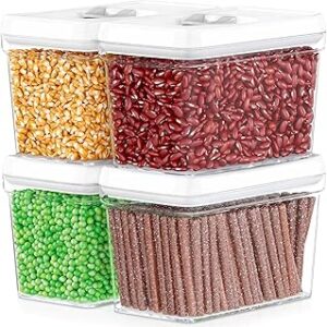 DWËLLZA KITCHEN Airtight Food Storage Containers – Pantry Snacks Kitchen Container, Baking Supplies, 4LB Sugar & Flour Canister – 4 Pc Set All Same Size – Clear Plastic BPA-Free – Keeps Fresh & Dry