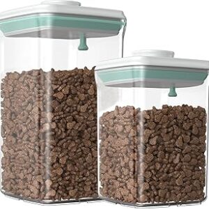 Dog-Cat POP Treat-Airtight jar-Container – 1.3 Qt/1.2 L and 2.2 Qt/2 L (2PC) | Stackable One-Touch Opening | For Snacks Candy Salt Herbs Spices | BPA-Free