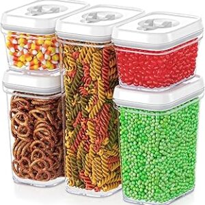 DWËLLZA KITCHEN Airtight Food Storage Containers with Lids – 5 Piece Set – Kitchen Accessories – Pantry Organization and Storage Containers for Food – Clear BPA-Free – Keeps Food Fresh & Dry