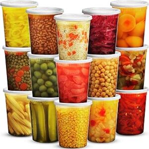 JoyServe 32 Oz Deli Food Containers with Lids – (36 Sets) Quart Airtight Plastic Food Storage for Takeout, Meal Prep, To-Go, Soup Freezer Containers with 36 Lids, BPA-Free, Dishwasher, Microwave Safe