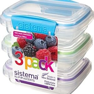 Sistema KLIP IT Accents Collection Food Storage Containers, 6.7 oz./0.2 L, Color Received May Vary, 3 Count